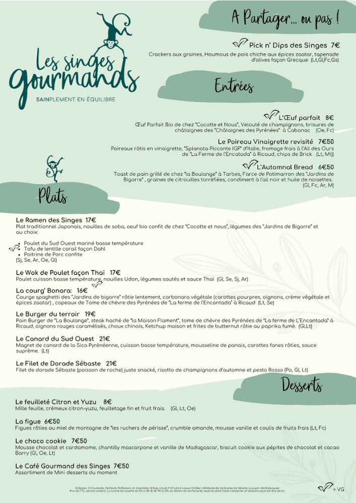 Les Singes Gourmands - Menu Image 2