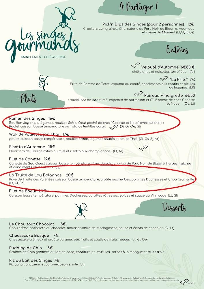 Les Singes Gourmands - Menu Image 4